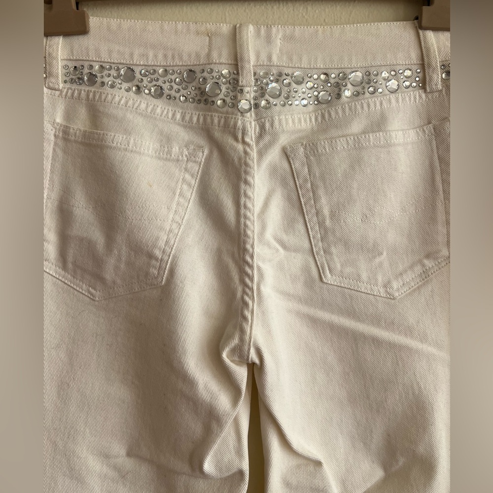 NWT Blumarine White Swarovski Crystal Jeans Made Italy Size 40 - Picture 7 of 12